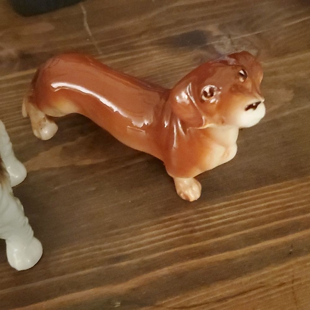 2 Vintage Porcelain Dog figurines